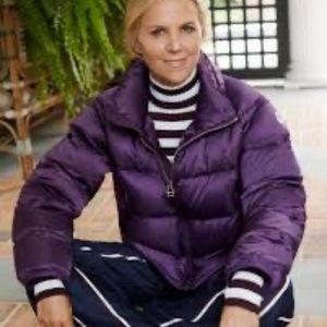 Tory Sport purple performance satin down jacket